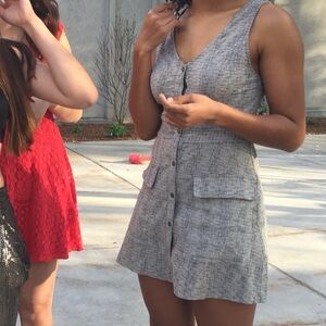 Elegant Gray Button-Down Mini Dress